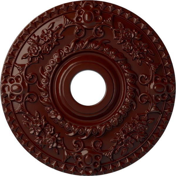 Ekena Millwork Rose Ceiling Medallion (Fits Canopies up to 7 1/4"), 18"OD x 3 1/2"ID x 1 1/2"P, Brushed Mahogany CM18ROBMF - main